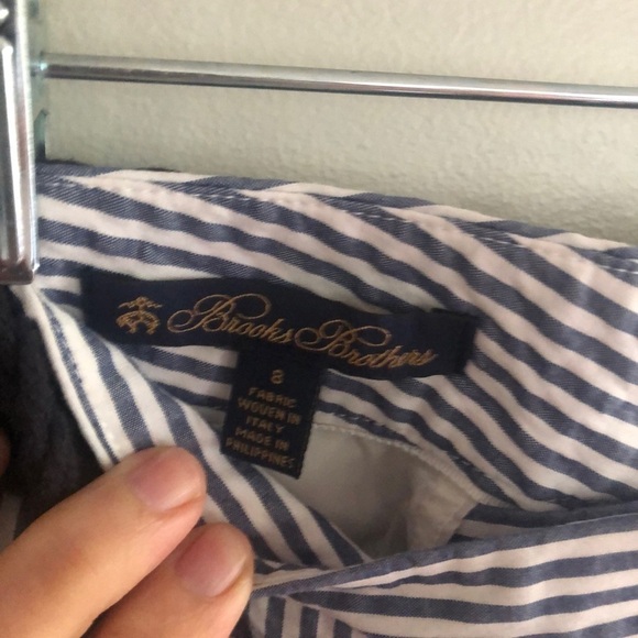 Brooks Brothers 100% Cotton Pin Striped High Rise Barrel Trousers Size 8 - Picture 7 of 13